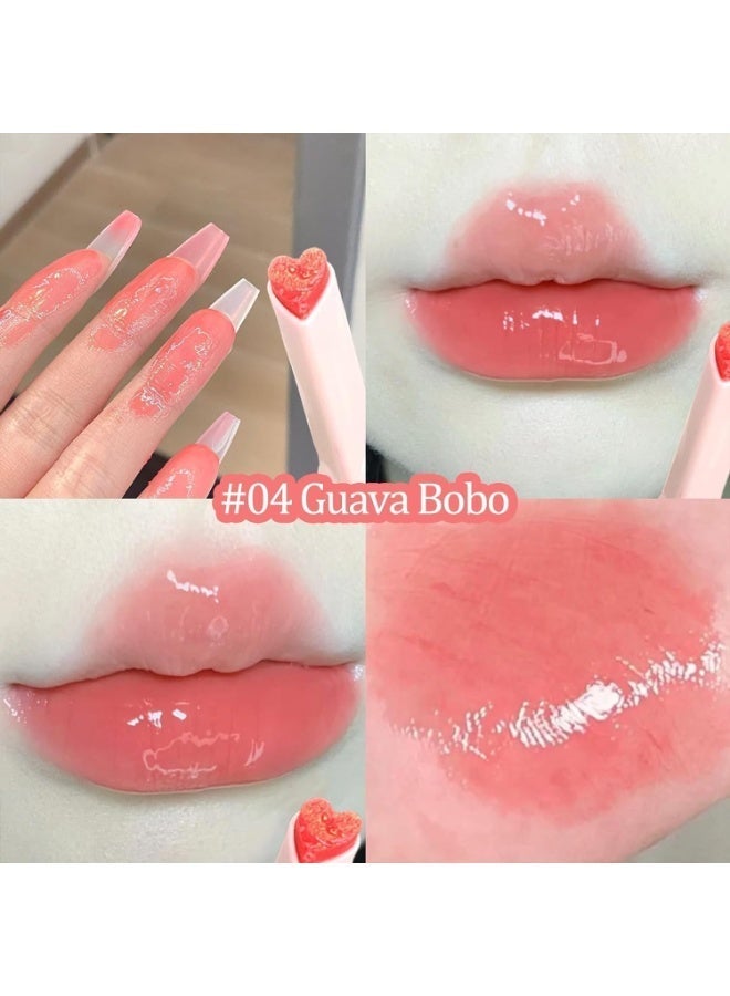 ChicAbode Jelly Lipstick, Tinted Lip Gloss Heart Shape Lip Stain, Mirror Moisturizing Lip Glaze, Long Lasting Nourishing Lip Glow Balm, Non-sticky, Vivid Color Glossy Lip Gloss Lip Makeup, 04#05#06 - Image 3
